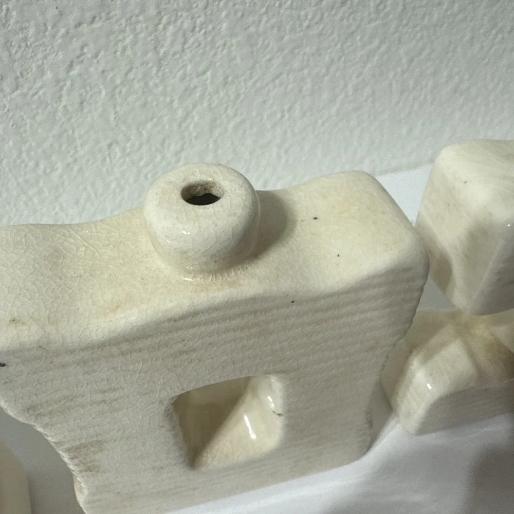 Vintage Ceramic NOEL Letters Christmas Mini Candlestick‎ Set Kitschy Retro Japan